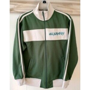 Old Navy Track Jacket Y2K Full Zip Green Cream Long Sleeve XL Mock Neck 2006